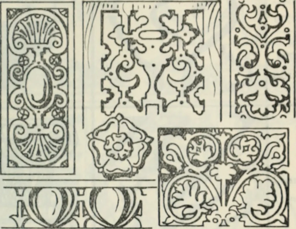 An illustration from The book of decorative furniture, its form, colour and history, 1910, leaf 88