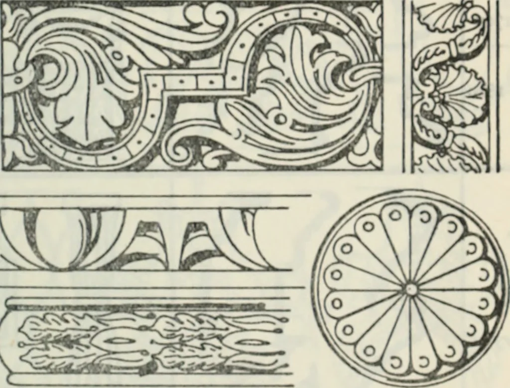 An illustration from The book of decorative furniture, its form, colour and history, 1910, leaf 88