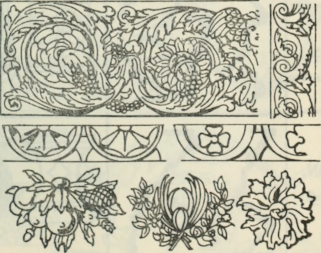 An illustration from The book of decorative furniture, its form, colour and history, 1910, leaf 88