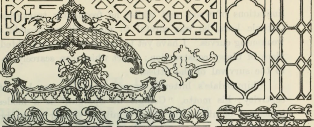 An illustration from The book of decorative furniture, its form, colour and history, 1910, leaf 90
