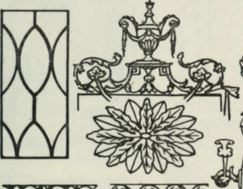 An illustration from The book of decorative furniture, its form, colour and history, 1910, leaf 90