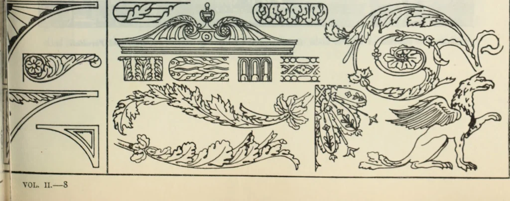An illustration from The book of decorative furniture, its form, colour and history, 1910, leaf 90