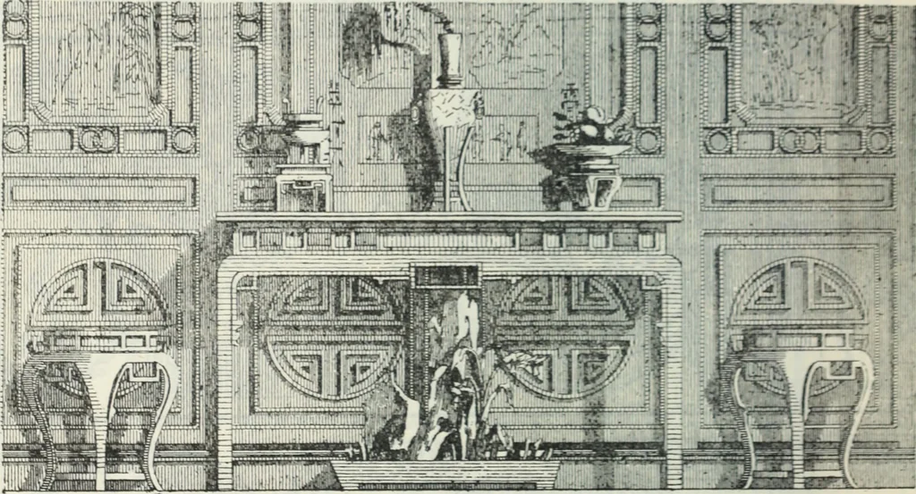 An illustration from The book of decorative furniture, its form, colour and history, 1910, leaf 91