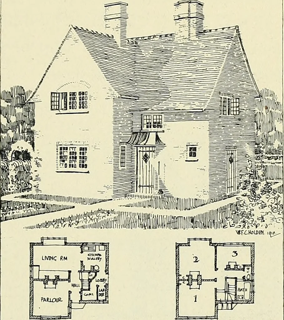 An illustration from The book of the exhibition of houses and cottages, Romford garden suburb, Gidea Park, 1911, leaf 100