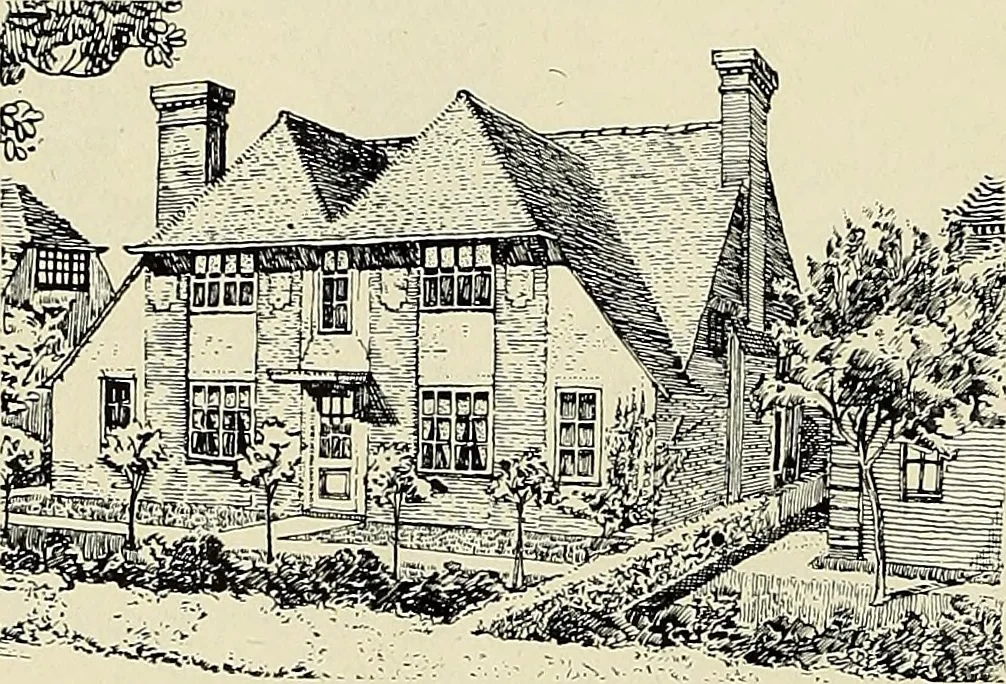 An illustration from The book of the exhibition of houses and cottages, Romford garden suburb, Gidea Park, 1911, leaf 103