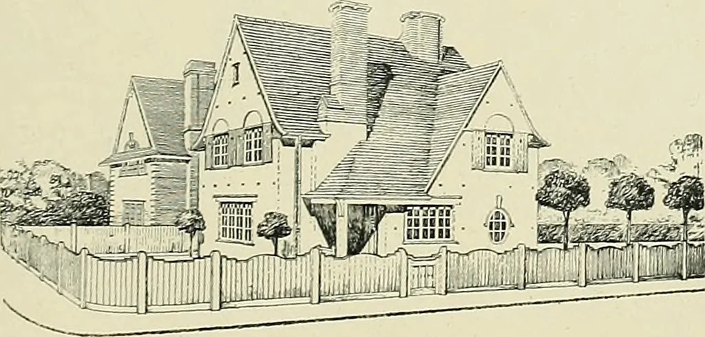 An illustration from The book of the exhibition of houses and cottages, Romford garden suburb, Gidea Park, 1911, leaf 104