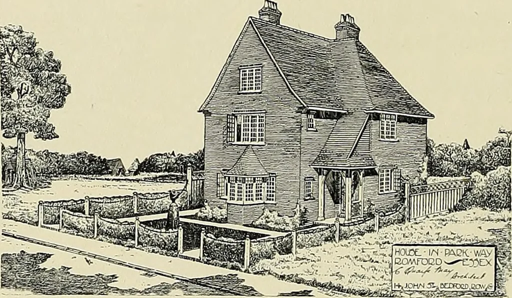 An illustration from The book of the exhibition of houses and cottages, Romford garden suburb, Gidea Park, 1911, leaf 105