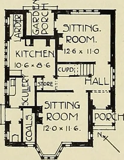 An illustration from The book of the exhibition of houses and cottages, Romford garden suburb, Gidea Park, 1911, leaf 105