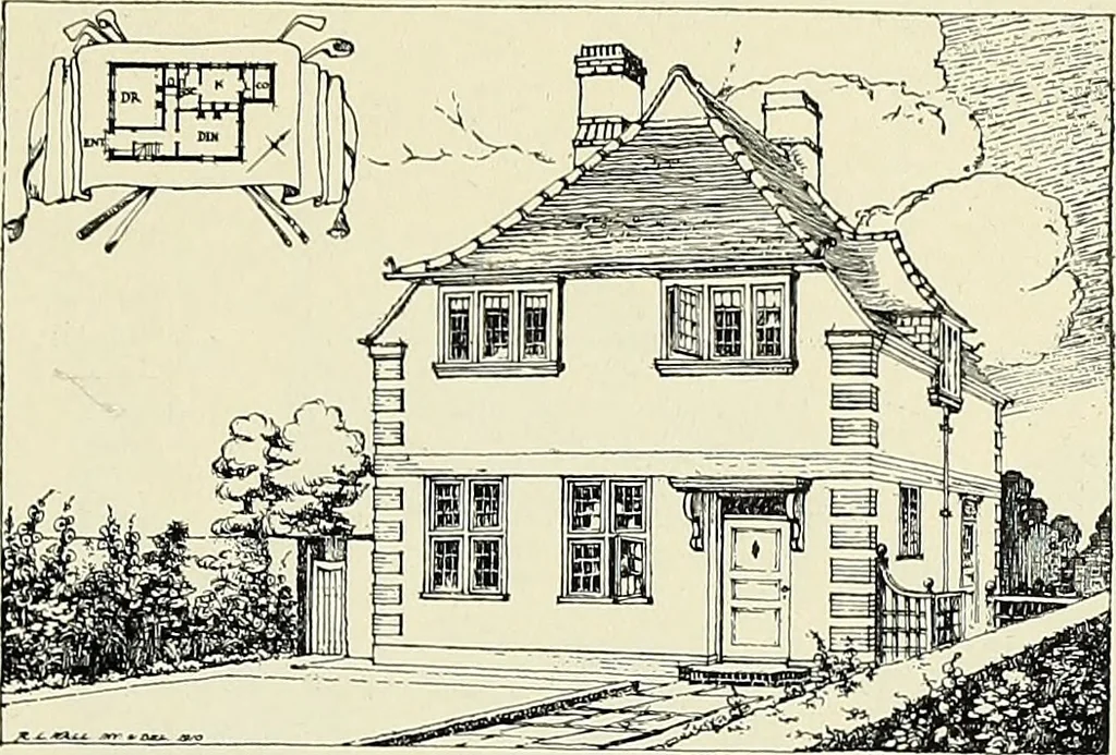 An illustration from The book of the exhibition of houses and cottages, Romford garden suburb, Gidea Park, 1911, leaf 106