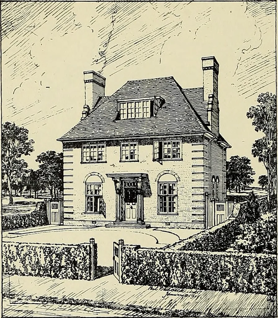 An illustration from The book of the exhibition of houses and cottages, Romford garden suburb, Gidea Park, 1911, leaf 107