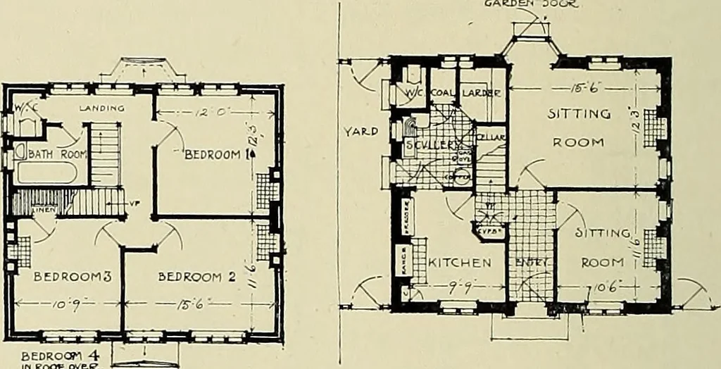 An illustration from The book of the exhibition of houses and cottages, Romford garden suburb, Gidea Park, 1911, leaf 107