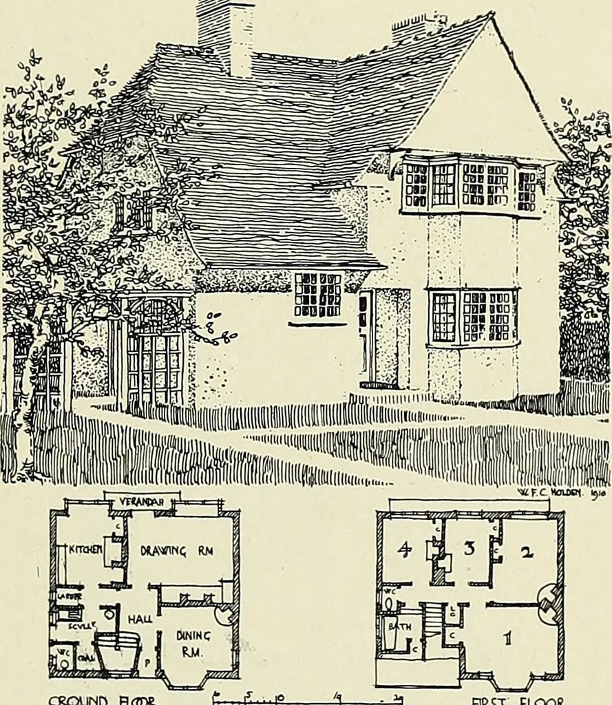 An illustration from The book of the exhibition of houses and cottages, Romford garden suburb, Gidea Park, 1911, leaf 108
