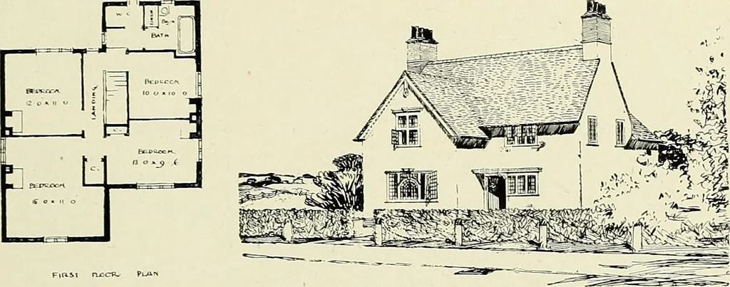 An illustration from The book of the exhibition of houses and cottages, Romford garden suburb, Gidea Park, 1911, leaf 110