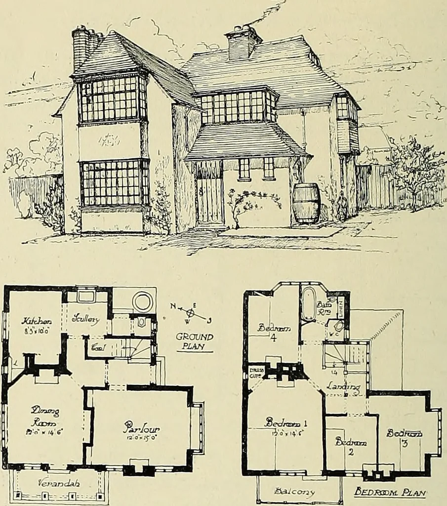 An illustration from The book of the exhibition of houses and cottages, Romford garden suburb, Gidea Park, 1911, leaf 111