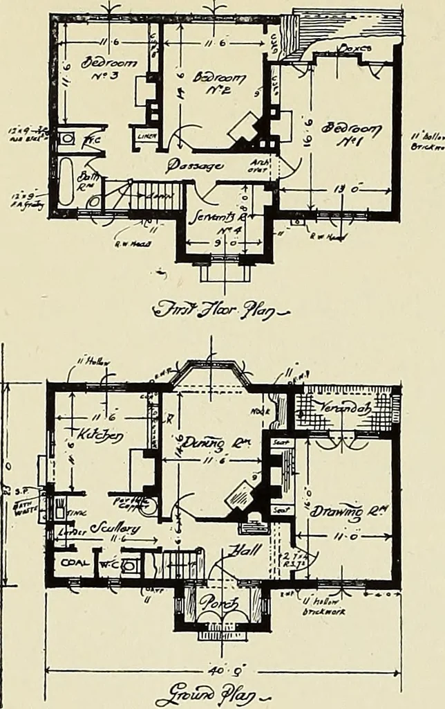 An illustration from The book of the exhibition of houses and cottages, Romford garden suburb, Gidea Park, 1911, leaf 113