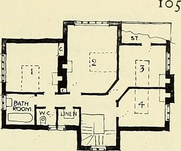 An illustration from The book of the exhibition of houses and cottages, Romford garden suburb, Gidea Park, 1911, leaf 114