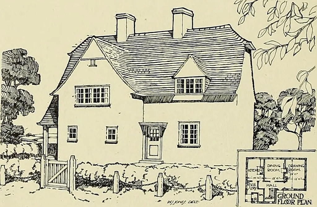 An illustration from The book of the exhibition of houses and cottages, Romford garden suburb, Gidea Park, 1911, leaf 115