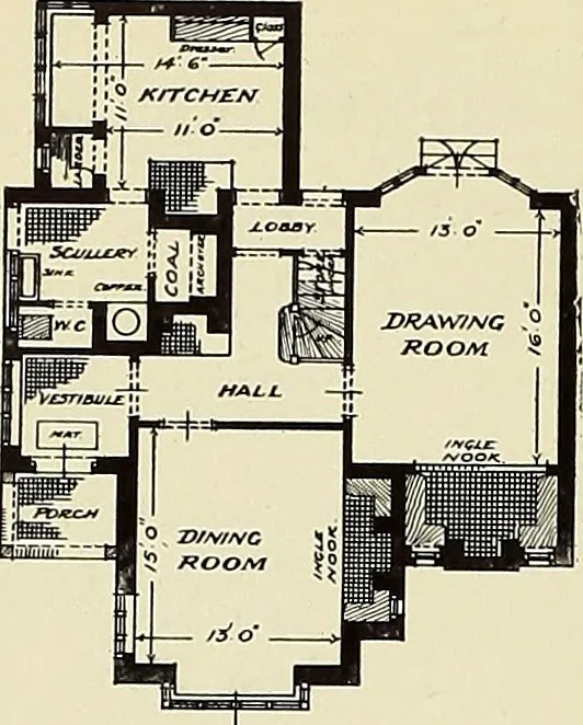 An illustration from The book of the exhibition of houses and cottages, Romford garden suburb, Gidea Park, 1911, leaf 117