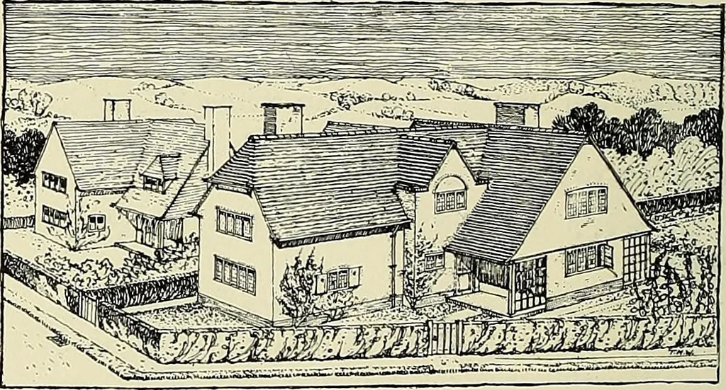 An illustration from The book of the exhibition of houses and cottages, Romford garden suburb, Gidea Park, 1911, leaf 117