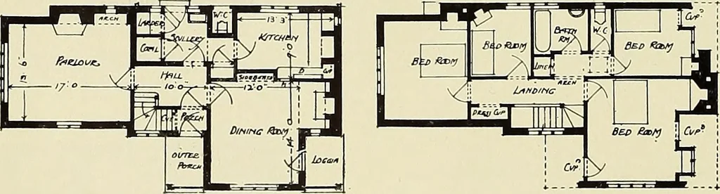 An illustration from The book of the exhibition of houses and cottages, Romford garden suburb, Gidea Park, 1911, leaf 117