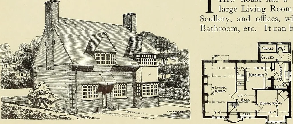 An illustration from The book of the exhibition of houses and cottages, Romford garden suburb, Gidea Park, 1911, leaf 117