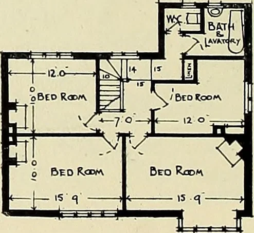 An illustration from The book of the exhibition of houses and cottages, Romford garden suburb, Gidea Park, 1911, leaf 117