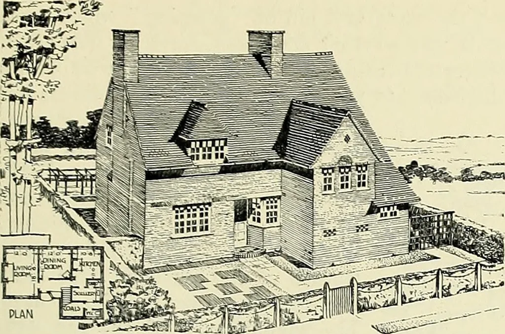 An illustration from The book of the exhibition of houses and cottages, Romford garden suburb, Gidea Park, 1911, leaf 118