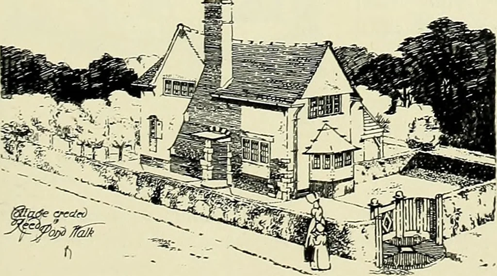 An illustration from The book of the exhibition of houses and cottages, Romford garden suburb, Gidea Park, 1911, leaf 118