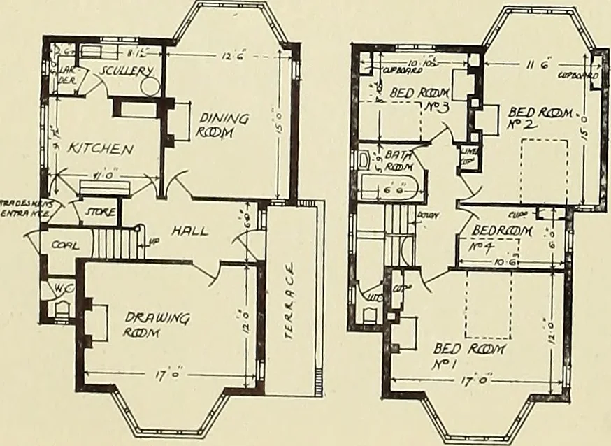 An illustration from The book of the exhibition of houses and cottages, Romford garden suburb, Gidea Park, 1911, leaf 119