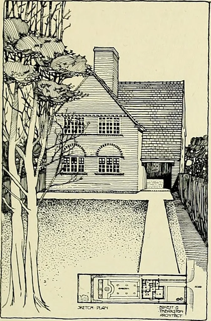 An illustration from The book of the exhibition of houses and cottages, Romford garden suburb, Gidea Park, 1911, leaf 128