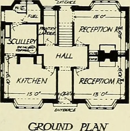 An illustration from The book of the exhibition of houses and cottages, Romford garden suburb, Gidea Park, 1911, leaf 130