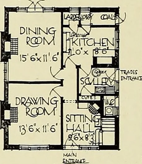 An illustration from The book of the exhibition of houses and cottages, Romford garden suburb, Gidea Park, 1911, leaf 133