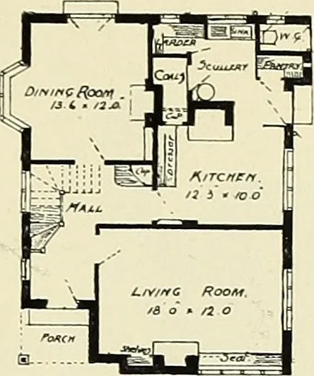 An illustration from The book of the exhibition of houses and cottages, Romford garden suburb, Gidea Park, 1911, leaf 134