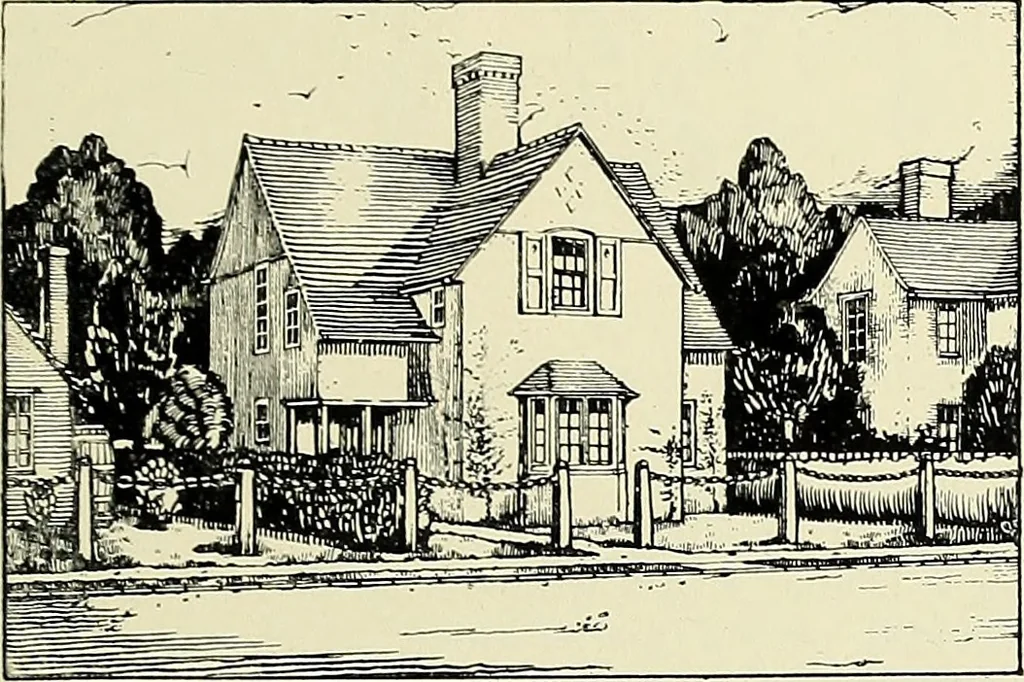 An illustration from The book of the exhibition of houses and cottages, Romford garden suburb, Gidea Park, 1911, leaf 140