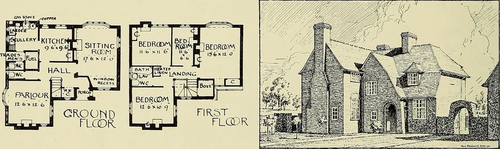 An illustration from The book of the exhibition of houses and cottages, Romford garden suburb, Gidea Park, 1911, leaf 143