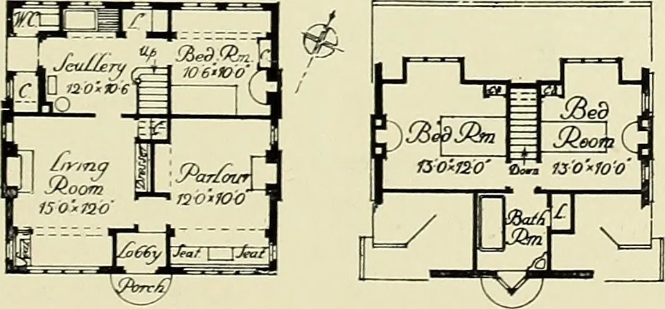 An illustration from The book of the exhibition of houses and cottages, Romford garden suburb, Gidea Park, 1911, leaf 144