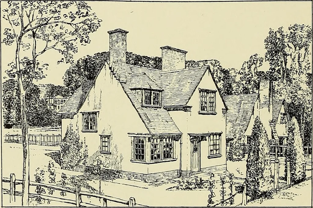 An illustration from The book of the exhibition of houses and cottages, Romford garden suburb, Gidea Park, 1911, leaf 145