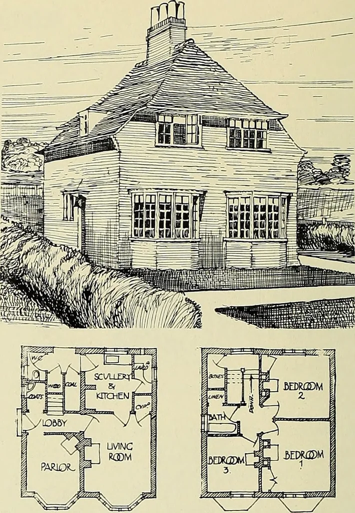 An illustration from The book of the exhibition of houses and cottages, Romford garden suburb, Gidea Park, 1911, leaf 147