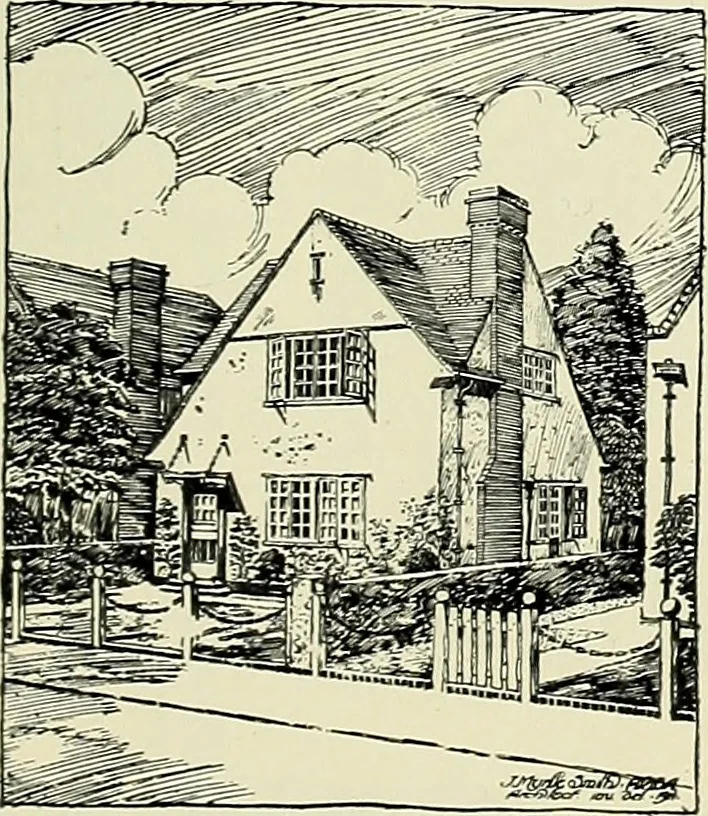 An illustration from The book of the exhibition of houses and cottages, Romford garden suburb, Gidea Park, 1911, leaf 148