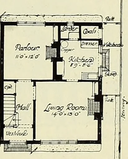 An illustration from The book of the exhibition of houses and cottages, Romford garden suburb, Gidea Park, 1911, leaf 148