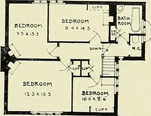 An illustration from The book of the exhibition of houses and cottages, Romford garden suburb, Gidea Park, 1911, leaf 150