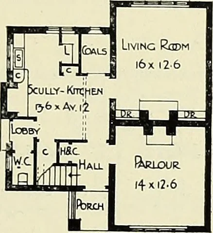 An illustration from The book of the exhibition of houses and cottages, Romford garden suburb, Gidea Park, 1911, leaf 152