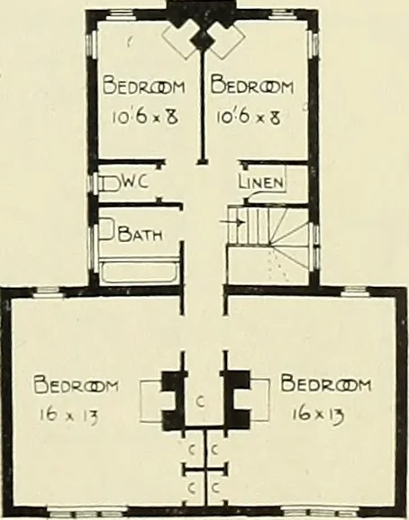 An illustration from The book of the exhibition of houses and cottages, Romford garden suburb, Gidea Park, 1911, leaf 152