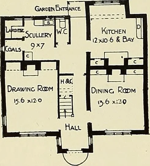 An illustration from The book of the exhibition of houses and cottages, Romford garden suburb, Gidea Park, 1911, leaf 153