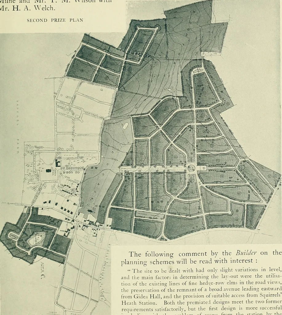 An illustration from The book of the exhibition of houses and cottages, Romford garden suburb, Gidea Park, 1911, leaf 64