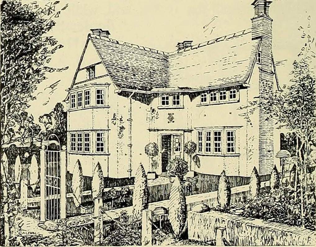 An illustration from The book of the exhibition of houses and cottages, Romford garden suburb, Gidea Park, 1911, leaf 71