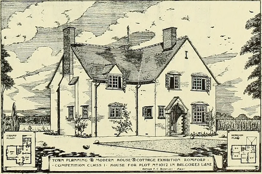 An illustration from The book of the exhibition of houses and cottages, Romford garden suburb, Gidea Park, 1911, leaf 72