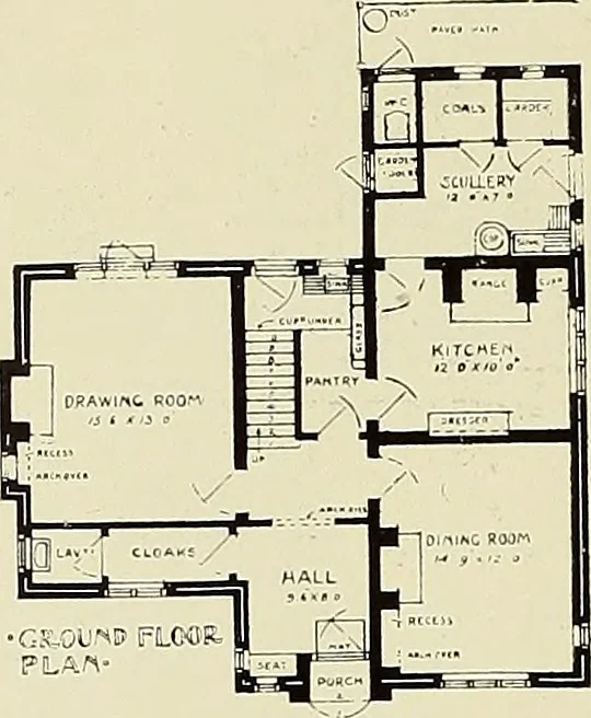 An illustration from The book of the exhibition of houses and cottages, Romford garden suburb, Gidea Park, 1911, leaf 73