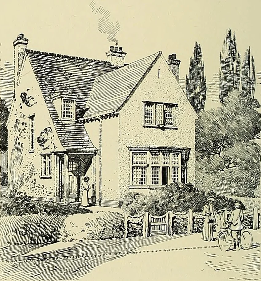 An illustration from The book of the exhibition of houses and cottages, Romford garden suburb, Gidea Park, 1911, leaf 73