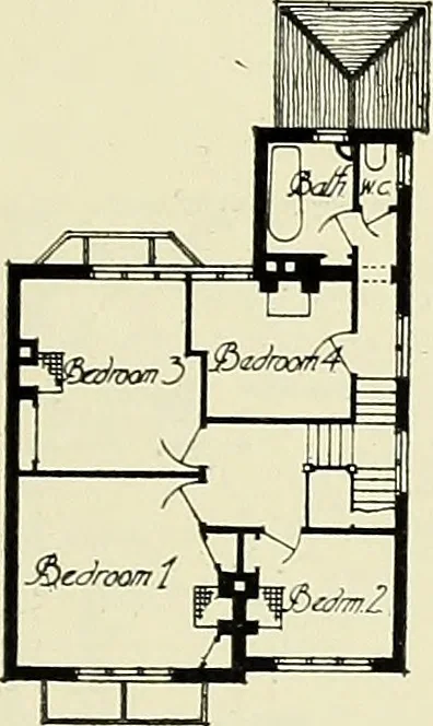An illustration from The book of the exhibition of houses and cottages, Romford garden suburb, Gidea Park, 1911, leaf 74